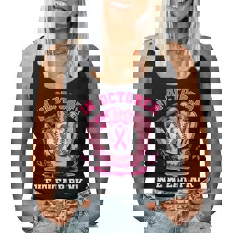 In October We Wear Pink Baseball Breast Cancer Girls Women Tank Top - Monsterry