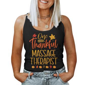 One Thankful Massage Therapist Thanksgiving Fall Matching Women Tank Top - Thegiftio UK