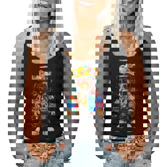 Oso De Peluche Colorido Hip-Hop Con Gráfico Con Capucha Cuello Camiseta sin mangas para mujer - Regaloses