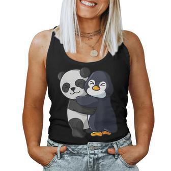 Panda Con Pingüino Ama Dulcesimpáticos Animales Camiseta sin mangas para mujer - Regaloses