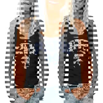 Papa Coquette Toile Blue Bow Floral Family Matching Women Tank Top | Mazezy