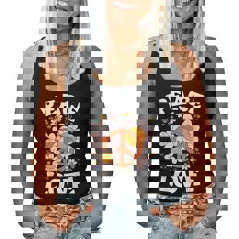 Peace Sign Love T 60S 70S Groovy Hippie Costume Women Tank Top - Monsterry