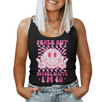 Peace Single Digits I'm 10 Smile Face For Birthday Girls Women Tank Top - Thegiftio UK