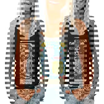 The Pickle Lover Tarot Card Messy Bun Women Tank Top | Mazezy