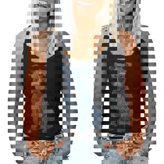 Pitbull Patchwork Denim Women Cute Pitbull Dog Mom Women Tank Top - Monsterry