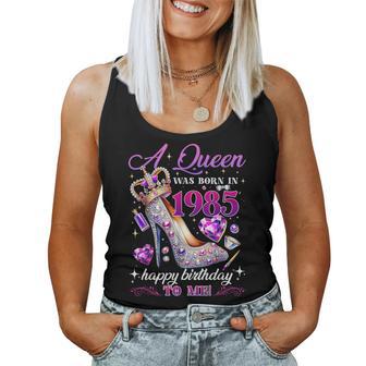 A Queen Was Born In 1985 Birthday Crown High Heel Girl Women Women Tank Top - Monsterry