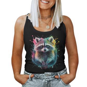 Raccoon Colourful Watercolour Raccoon Women Tank Top - Thegiftio UK