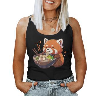 Red Panda With Noodles Ramen Kawaii Red Panda Women Tank Top - Monsterry