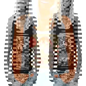 Red Panda Ramen Bowl Japanese Anime Kawaii Food Graphic Women Tank Top | Mazezy