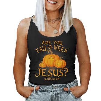 Retro Fall Religious Bible Matthew Are You Fall-O-Ween Jesus Women Tank Top - Thegiftio UK
