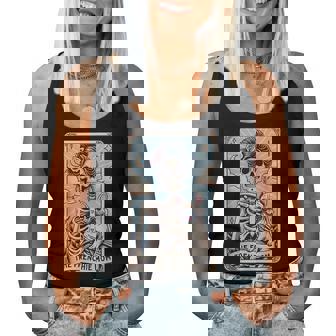 Retro The Frenchie Mom Tarot Card Skeleton Halloween Women Tank Top - Monsterry