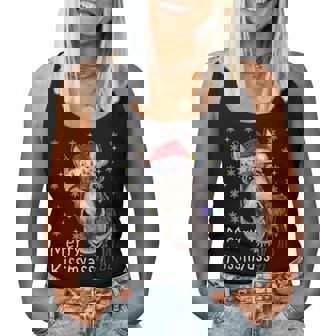 Retro Merry Christmas Light Merry Kissmyass Donkey Women Tank Top | Seseable CA