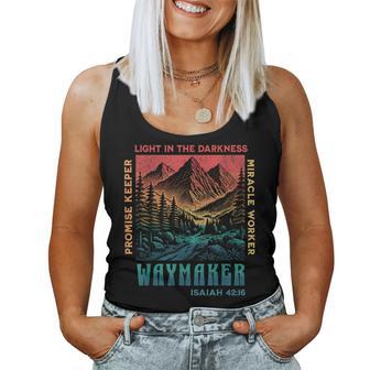 Retro Waymaker Promise Keeper Miracle Worker Jesus Christian Women Tank Top - Thegiftio UK