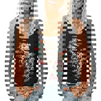 Rex Skeleton Floral Dino Bones Paleontology Dinosaur Women Tank Top | Mazezy