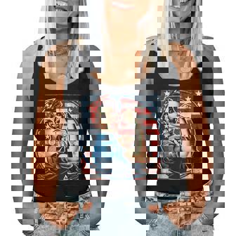 Rosie The Riveter Féministe Patriotique Drapeau Usa Pin Up Manche Longue Débardeur pour femme - Cadeauxyz