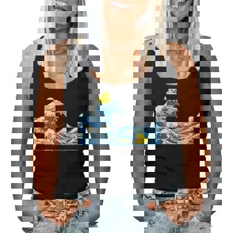 Rubber Duck Surfing Japanese Wave Women Tank Top - Monsterry