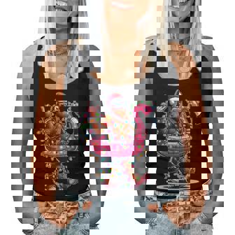 Santa Bigfoot Flamingo Christmas Light Rock Sasquatch Women Tank Top | Seseable UK