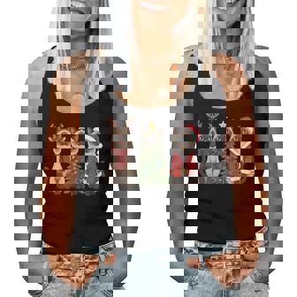 Santa Cat Christmas Siamese Cat Mom Cat Lover Xmas Pajama Women Tank Top | Seseable CA