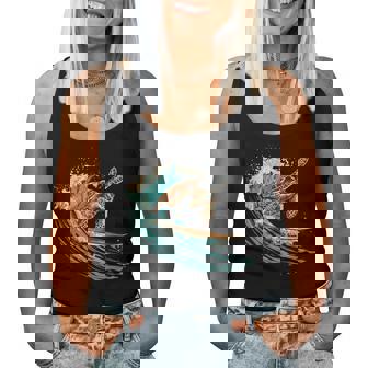 Sea Turtle Surfing Ocean Sea Turtle Ocean Sea Animal Lover Women Tank Top - Thegiftio