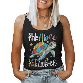 See The Able Not The Label Sea Turtle Autism Awareness Love Women Tank Top | Mazezy