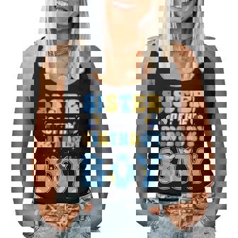 Sister Of The Birthday Boy Family Blue Dog Birthday Party Women Tank Top - Thegiftio