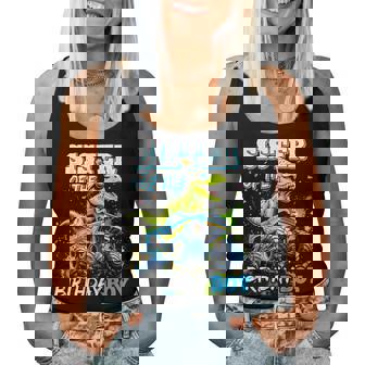 Sister Of The Birthday Boy Monster Truck Dinosaur Party Women Tank Top - Monsterry