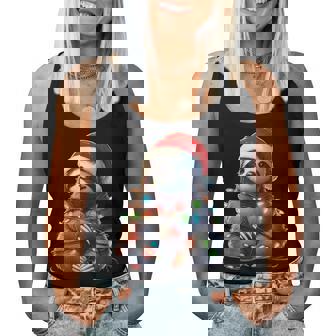 Sloth Christmas Lights Santa Hat Merry Xmas Women Tank Top - Thegiftio