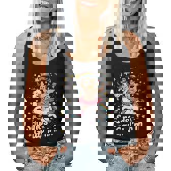 Sound Gay Im In Groovy Gay Man Wearing Skirt Riding Unicorn Women Tank Top - Monsterry