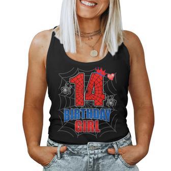 Spider Web Fourn 14 Years Old It's My 14Th Birthday Girl Women Tank Top - Thegiftio