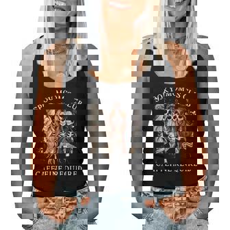 Spooky Mom's Club Caffeine Required Skeleton Halloween Women Tank Top - Thegiftio