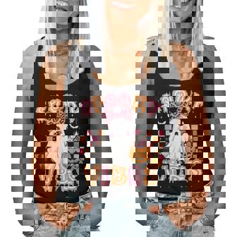 Spooky Vibes Cute Boo Ghost Halloween Costumes Girls Women Tank Top - Monsterry