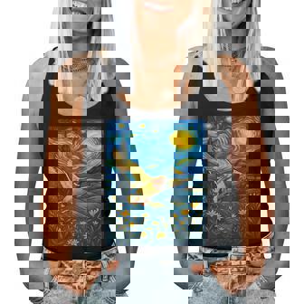 Starry Night Mallard Duck Van Gogh Style Hunting Farmer Farm Women Tank Top - Monsterry