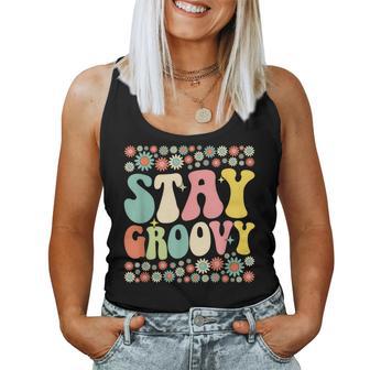 Stay Groovy Retro 70S Flower Power Vibe Women Tank Top - Monsterry