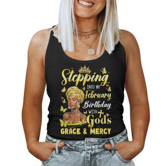 Stepping Into My February Birthday Afro Woman Religious Bday Women Tank Top - Monsterry