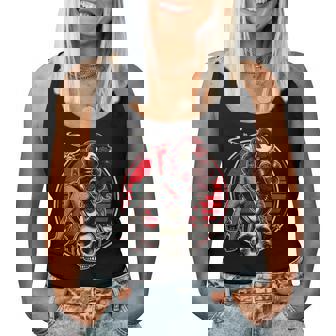 Tattoo Goth Pin-Up Girl With Skull Vintage Horror Rockabilly Women Tank Top | Mazezy