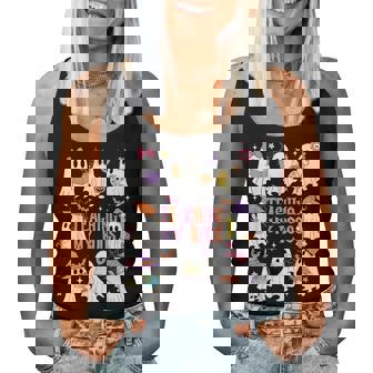 Teaching My Boos Teacher Cute Ghost Groovy Teacher Halloween Women Tank Top - Monsterry