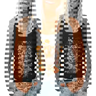 Tête De Tigre Avec Fleurs Orange – Illustration Florale Débardeur pour femme - Cadeauxyz