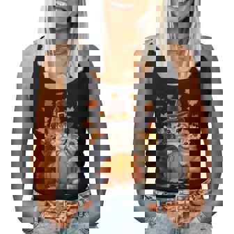 Thanksgiving Kittens And Pumpkin Cats Lover Fall Women Tank Top - Monsterry