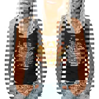 Thanksgiving Turkey Reading Book Fall Season Teacher Costume Women Tank Top | Mazezy