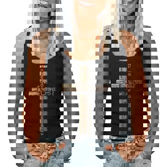 I Can Do All Things Through Christ Cross Jesus Christian Women Tank Top | Mazezy