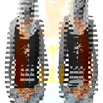 Three Kings Nativity Scene With Bethlehem Star Christian Women Tank Top | Mazezy