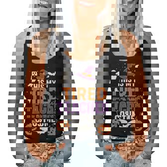 This Is My Tired Teacher Costume Halloween Women Tank Top - Thegiftio