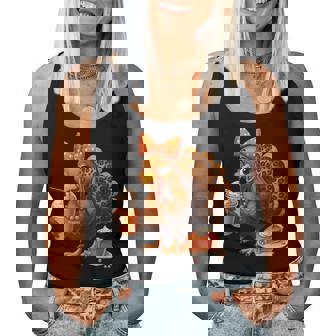 Turkey Drinking Ice Coffee Thanksgiving Bow Girls Womens Women Tank Top | Seseable CA