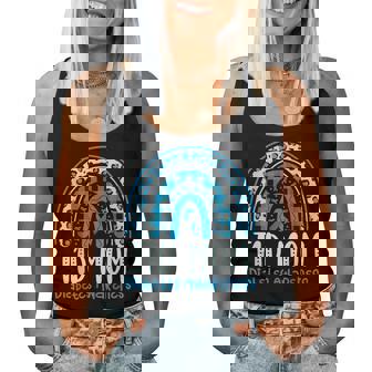 Type 1 Diabetes Awareness T1d Mom Blue Ribbon Rainbow Women Tank Top - Monsterry