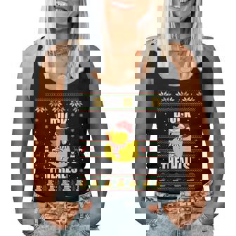 Ugly Xmas Sweater Style Rubber Duck Christmas Pajamas Women Tank Top - Monsterry