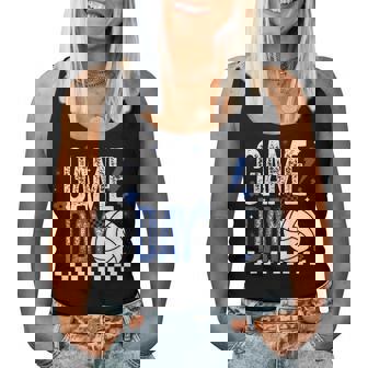 Volleyball Game Day Girls Checkered Mom Blue & White Women Tank Top | Seseable FR