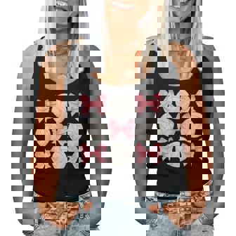 Volleyball Mom Sister Tween N Girl Girly Pink Bow Preppy Women Tank Top - Thegiftio