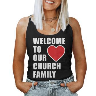 Welcome To Our Church Family – Christian Faith Staff Uniform Women Tank Top - Thegiftio UK