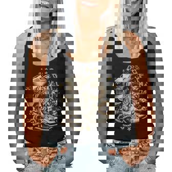 Western Cowboy Boot Horseshoe Sunflower Rope Cowgirl Country Small Black Women Tank Top - Thegiftio