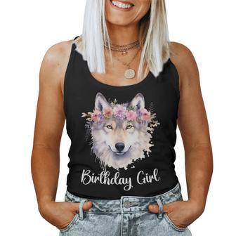 Wolf With Flowers For The Birthday Girl Women Tank Top - Thegiftio UK